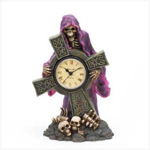 Grim Reaper Clock with Cross